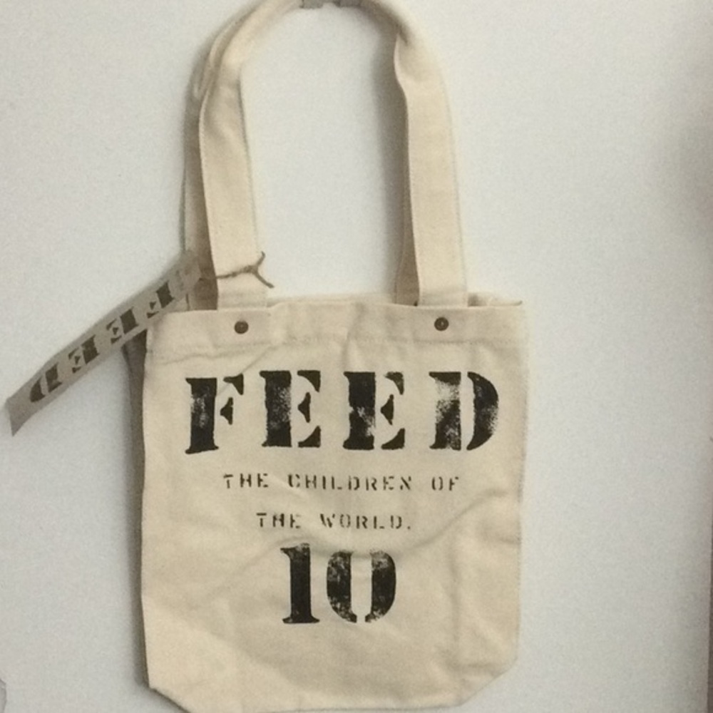 NWT FEED 10 Ivory Cotton Open Tote Bag